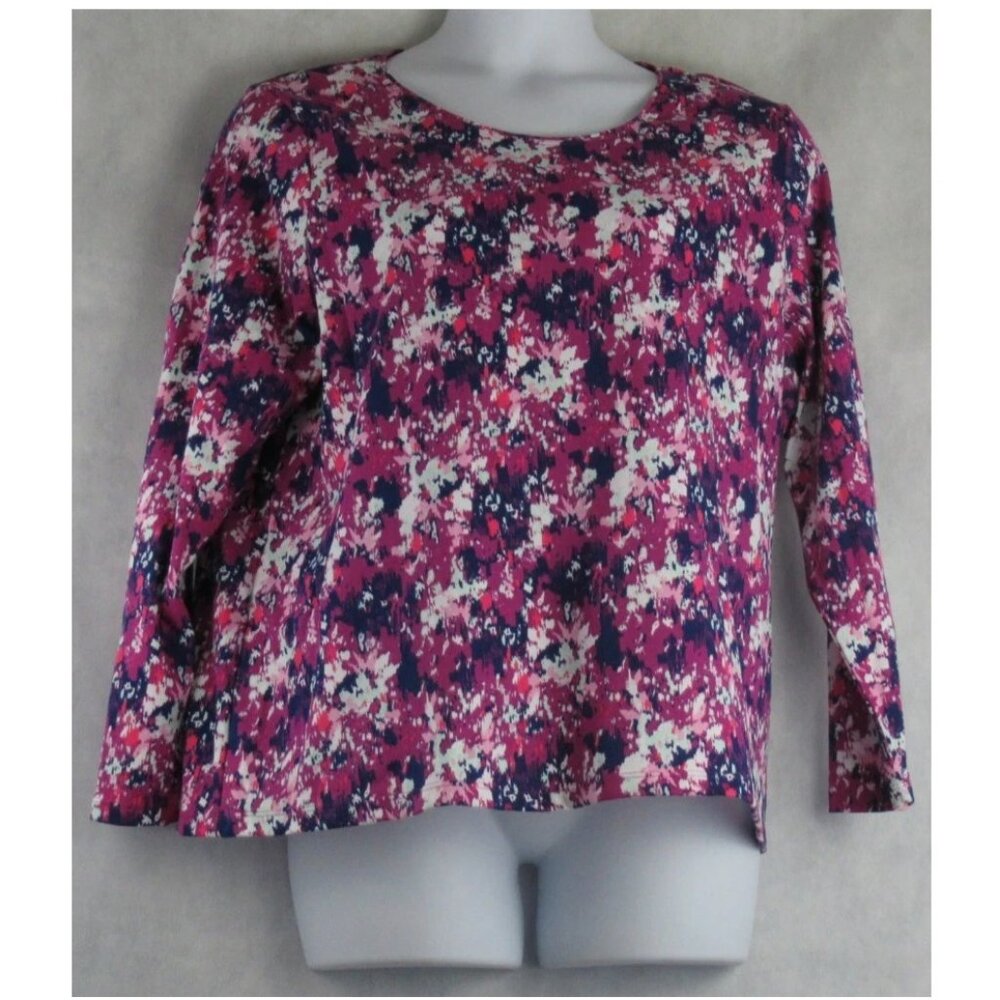Style & Co Women's Plus Size Cotton Blend Scoop-Neck Top, Pink Multi, 3X